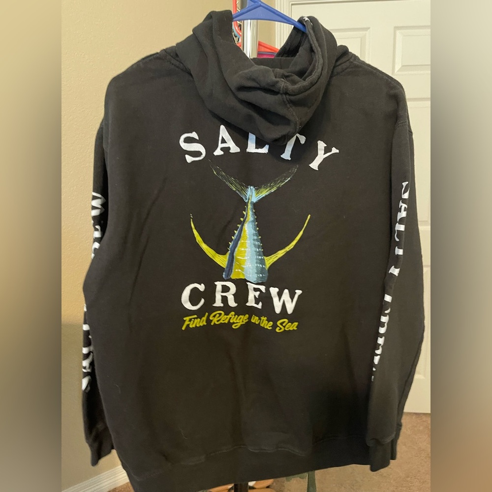 Salty Crew Black Hoodie with Yellow and Blue Graphic